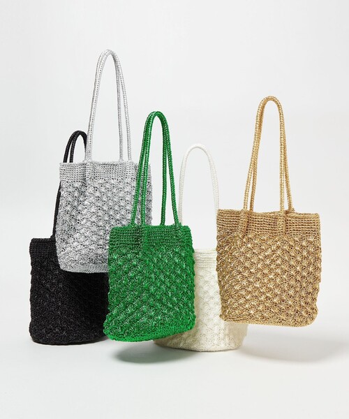 green label relaxing（グリーンレーベルリラクシング）の「メタリックヤーンレーシー トートバッグ / ショルダーバッグ（ショルダーバッグ・レディース・シルバー/ブラック/ケリーグリーン/ゴールド/ホワイト・FREE）」の12枚目の写真