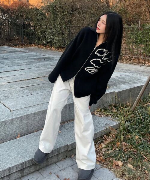 Express Holiday（エクスプレスホリデー）の「メリノウールブレンドニットジップアップ_ブラック（カーディガン/ボレロ・レディース・その他・OS）」の2枚目の写真