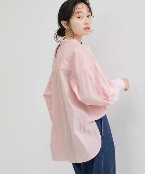 LE CERCLE par rope'（ルセルクルパーロペ）の「ロゴ刺繍バンドカラーシャツ（シャツ/ブラウス・レディース・ホワイト/グリーン系その他/ブルー系その他4/サックスブルー/ピンク/ピンク系その他2・FREE）」の5枚目の写真