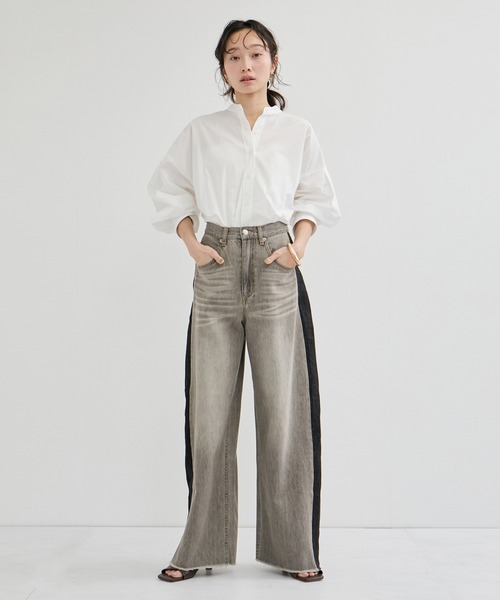 LE CERCLE par rope'（ルセルクルパーロペ）の「ロゴ刺繍バンドカラーシャツ（シャツ/ブラウス・レディース・ホワイト/グリーン系その他/ブルー系その他4/サックスブルー/ピンク/ピンク系その他2・FREE）」の14枚目の写真