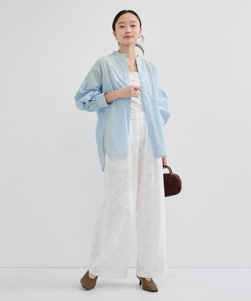 LE CERCLE par rope'（ルセルクルパーロペ）の「ロゴ刺繍バンドカラーシャツ（シャツ/ブラウス・レディース・ホワイト/グリーン系その他/ブルー系その他4/サックスブルー/ピンク/ピンク系その他2・FREE）」の9枚目の写真