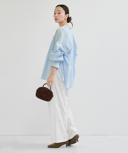 LE CERCLE par rope'（ルセルクルパーロペ）の「ロゴ刺繍バンドカラーシャツ（シャツ/ブラウス・レディース・ホワイト/グリーン系その他/ブルー系その他4/サックスブルー/ピンク/ピンク系その他2・FREE）」の8枚目の写真