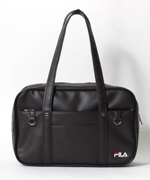 FILA(フィラ)の「FILA(フィラ)スクールバッグ/フェイクレザー/ブランドロゴ刺繍/Dカン付き/ユニセックス(ボストンバッグ・レディース・ダークブラウン/ブラック・FREE)」の10枚目の写真