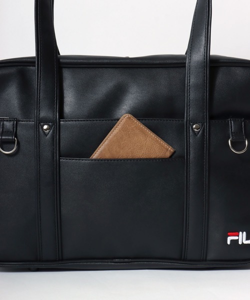 FILA(フィラ)の「FILA(フィラ)スクールバッグ/フェイクレザー/ブランドロゴ刺繍/Dカン付き/ユニセックス(ボストンバッグ・レディース・ダークブラウン/ブラック・FREE)」の21枚目の写真