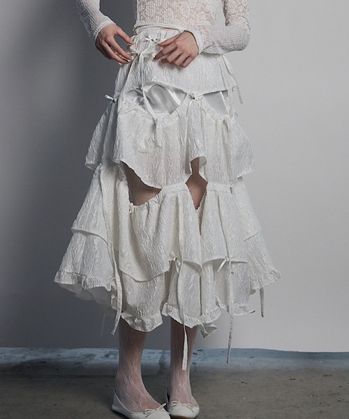 lilLilly（リルリリー）の「3wayマルチロングスカート（スカート・レディース・ブルー/ホワイト/ブラック・FREE）」の2枚目の写真