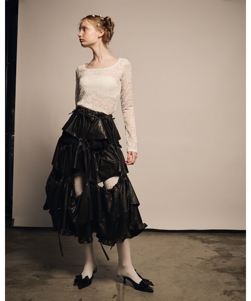 lilLilly（リルリリー）の「3wayマルチロングスカート（スカート・レディース・ブルー/ホワイト/ブラック・FREE）」の9枚目の写真