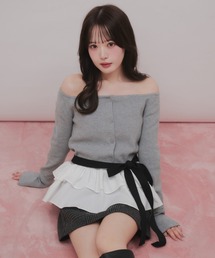 fupel | multiway ribbon frill peplum off- shoulder knit / マルチウェイリボンフリルペプラムオフショルダーニット(ニット/セーター)