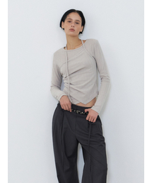 Layered Halter Strap T-Shirt, Ash Beige