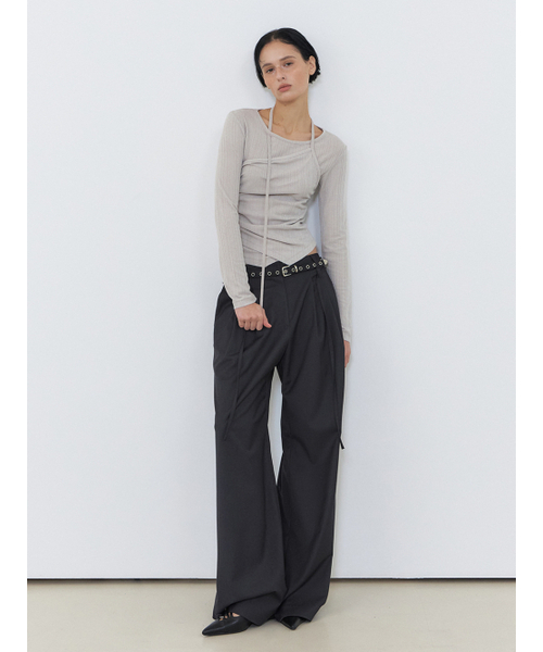 ETMON(エトモン)の「Layered Halter Strap T-Shirt, Ash Beige(Tシャツ/カットソー・レディース・その他・FREE)」の2枚目の写真