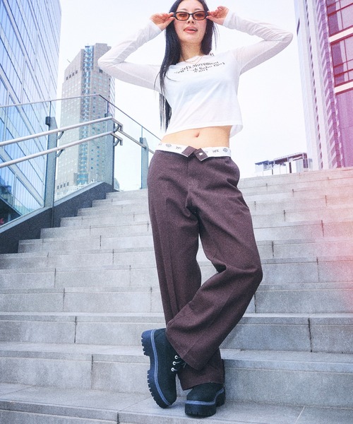 Dickies（ディッキーズ）の「X-girl × Dickies WASHED WORK PANTS（その他パンツ・レディース・ブラウン/ブラック・M/S）」の3枚目の写真