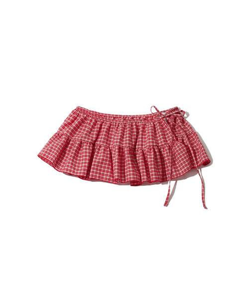 ITZAVIBE（イッザバイブ）の「RED CHECK LAYERED WRAP SHORT SKIRT（スカート・レディース・その他・ONE SIZE）」の13枚目の写真