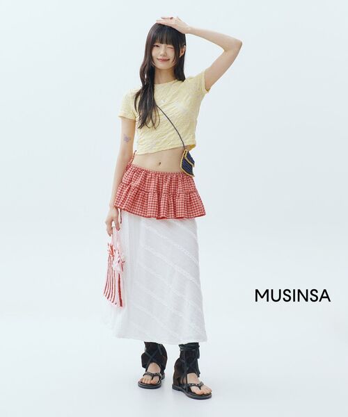 ITZAVIBE（イッザバイブ）の「RED CHECK LAYERED WRAP SHORT SKIRT（スカート・レディース・その他・ONE SIZE）」の10枚目の写真