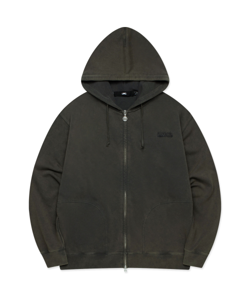 Washed OG Applique Zip Up Hoodie — худи на молнии, угольно‑серый