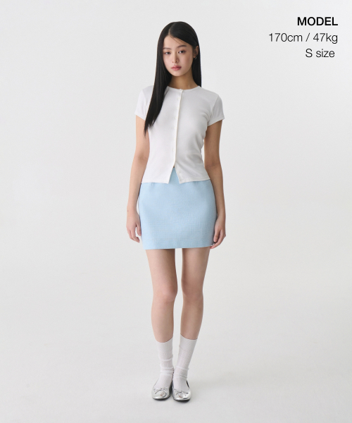 MUSINSA STANDARD WOMAN（ムシンサスタンダードウーマン）の「ウィメンズツイードミニスカート[スカイブルー]（スカート・レディース・その他・LARGE/MEDIUM/SMALL/X-SMALL）」の2枚目の写真