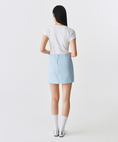 MUSINSA STANDARD WOMAN（ムシンサスタンダードウーマン）の「ウィメンズツイードミニスカート[スカイブルー]（スカート・レディース・その他・LARGE/MEDIUM/SMALL/X-SMALL）」の3枚目の写真