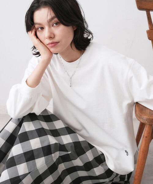 Dessin(デッサン)の「【360度可愛い・洗える】バックヘンリーカットソー(Tシャツ/カットソー・レディース・ピンク/ホワイト系/ライトベージュ/ネイビー/グレー/サックスブルー・01/02/03)」の2枚目の写真