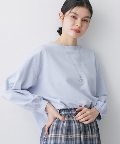 Dessin(デッサン)の「【360度可愛い・洗える】バックヘンリーカットソー(Tシャツ/カットソー・レディース・ピンク/ホワイト系/ライトベージュ/ネイビー/グレー/サックスブルー・01/02/03)」の5枚目の写真