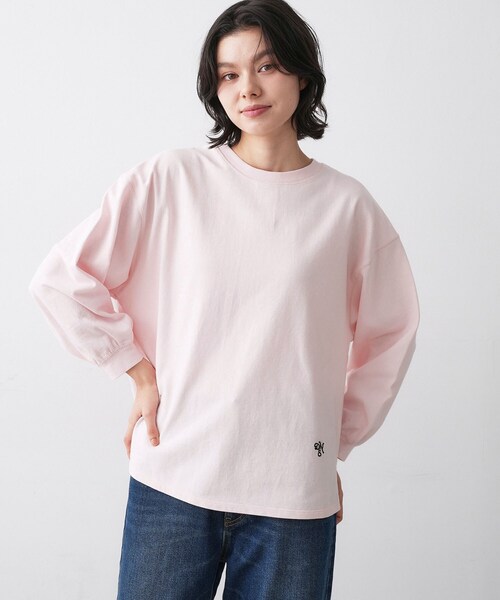 Dessin(デッサン)の「【360度可愛い・洗える】バックヘンリーカットソー(Tシャツ/カットソー・レディース・ピンク/ホワイト系/ライトベージュ/ネイビー/グレー/サックスブルー・01/02/03)」の6枚目の写真
