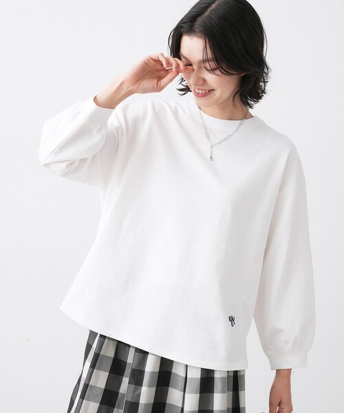 Dessin(デッサン)の「【360度可愛い・洗える】バックヘンリーカットソー(Tシャツ/カットソー・レディース・ピンク/ホワイト系/ライトベージュ/ネイビー/グレー/サックスブルー・01/02/03)」の7枚目の写真