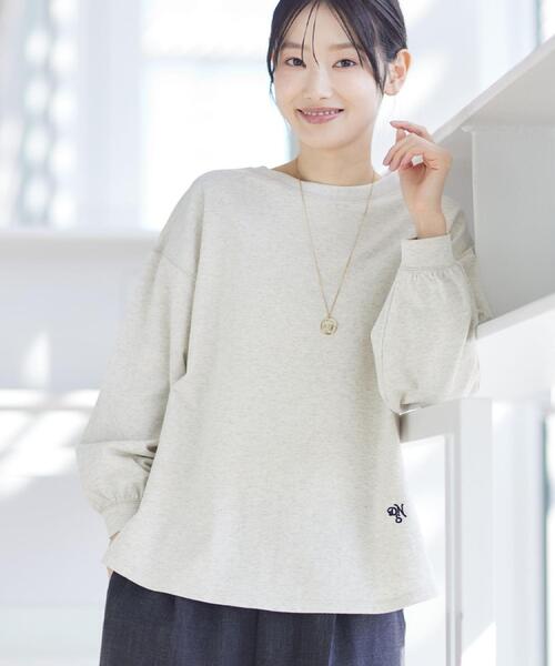 Dessin(デッサン)の「【360度可愛い・洗える】バックヘンリーカットソー(Tシャツ/カットソー・レディース・ピンク/ホワイト系/ライトベージュ/ネイビー/グレー/サックスブルー・01/02/03)」の12枚目の写真