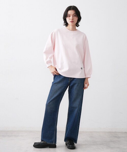 Dessin(デッサン)の「【360度可愛い・洗える】バックヘンリーカットソー(Tシャツ/カットソー・レディース・ピンク/ホワイト系/ライトベージュ/ネイビー/グレー/サックスブルー・01/02/03)」の22枚目の写真