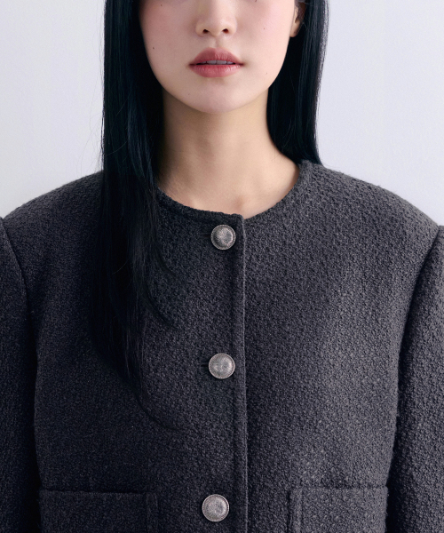 MUSINSA STANDARD WOMAN（ムシンサスタンダードウーマン）の「ウィメンズラウンドネックツイードジャケット[ガンメタル]（テーラードジャケット・レディース・その他・LARGE/MEDIUM/X-SMALL/SMALL）」の3枚目の写真