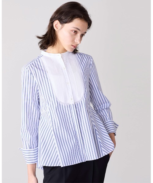 pin tuck bosom embroidery blouse