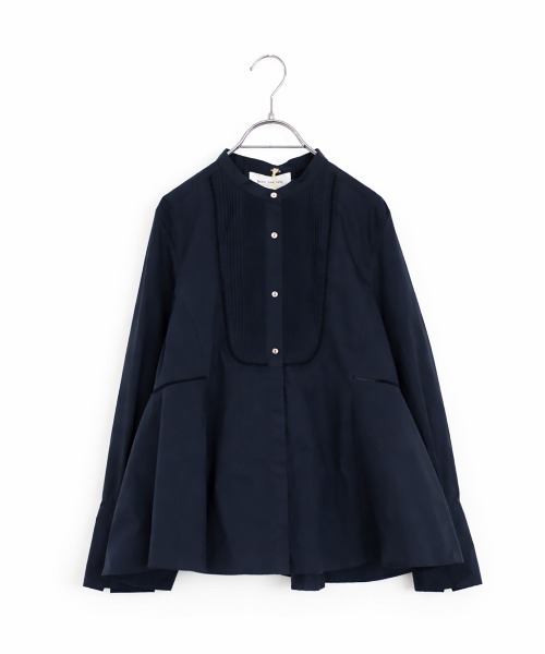 Marilyn Moon(マリリンムーン)の「pin tuck bosom embroidery blouse(シャツ/ブラウス・レディース・ネイビー/ホワイト×ブルー/ブラック/サックスブルー/ホワイト・FREE)」の4枚目の写真