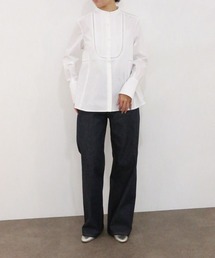 pin tuck bosom embroidery blouse