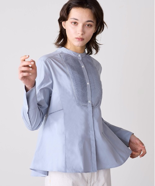 Marilyn Moon(マリリンムーン)の「pin tuck bosom embroidery blouse(シャツ/ブラウス・レディース・ネイビー/ホワイト×ブルー/ブラック/サックスブルー/ホワイト・FREE)」の7枚目の写真