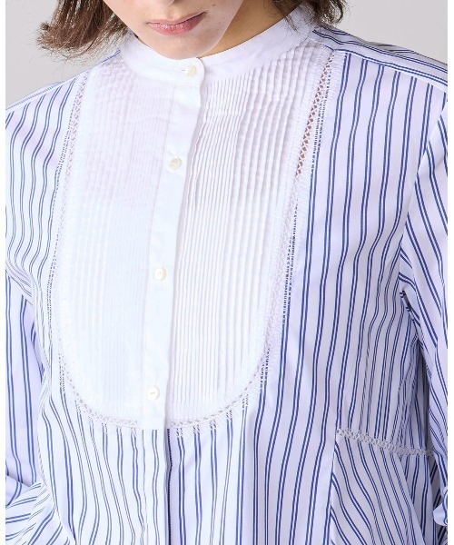 Marilyn Moon(マリリンムーン)の「pin tuck bosom embroidery blouse(シャツ/ブラウス・レディース・ネイビー/ホワイト×ブルー/ブラック/サックスブルー/ホワイト・FREE)」の8枚目の写真