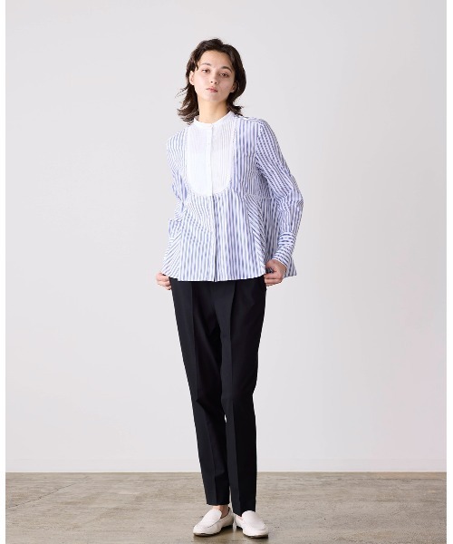 Marilyn Moon(マリリンムーン)の「pin tuck bosom embroidery blouse(シャツ/ブラウス・レディース・ネイビー/ホワイト×ブルー/ブラック/サックスブルー/ホワイト・FREE)」の9枚目の写真