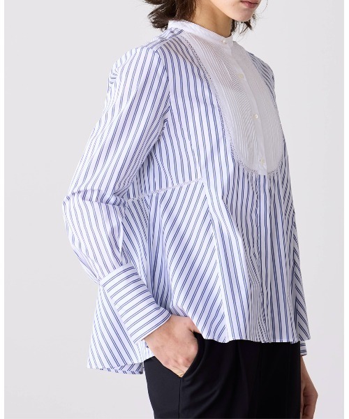 Marilyn Moon(マリリンムーン)の「pin tuck bosom embroidery blouse(シャツ/ブラウス・レディース・ネイビー/ホワイト×ブルー/ブラック/サックスブルー/ホワイト・FREE)」の10枚目の写真