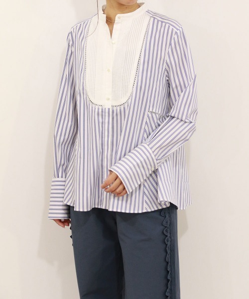 Marilyn Moon(マリリンムーン)の「pin tuck bosom embroidery blouse(シャツ/ブラウス・レディース・ネイビー/ホワイト×ブルー/ブラック/サックスブルー/ホワイト・FREE)」の17枚目の写真