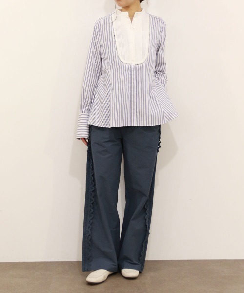 Marilyn Moon(マリリンムーン)の「pin tuck bosom embroidery blouse(シャツ/ブラウス・レディース・ネイビー/ホワイト×ブルー/ブラック/サックスブルー/ホワイト・FREE)」の19枚目の写真