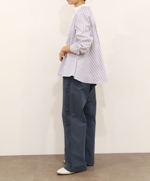 Marilyn Moon(マリリンムーン)の「pin tuck bosom embroidery blouse(シャツ/ブラウス・レディース・ネイビー/ホワイト×ブルー/ブラック/サックスブルー/ホワイト・FREE)」の20枚目の写真