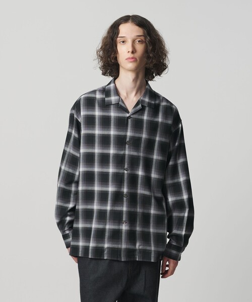 MONKEY TIME（モンキータイム）の「コットン レーヨン オンブレ チェック オープンカラー シャツ（シャツ/ブラウス・メンズ・ターコイズブルー/ブラック・S/M/L/XL）」の2枚目の写真