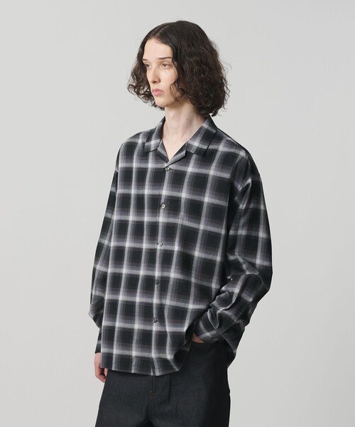 MONKEY TIME（モンキータイム）の「コットン レーヨン オンブレ チェック オープンカラー シャツ（シャツ/ブラウス・メンズ・ターコイズブルー/ブラック・S/M/L/XL）」の4枚目の写真