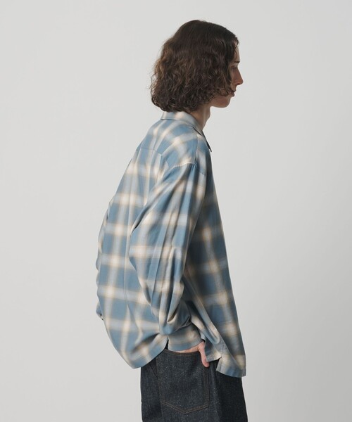 MONKEY TIME（モンキータイム）の「コットン レーヨン オンブレ チェック オープンカラー シャツ（シャツ/ブラウス・メンズ・ターコイズブルー/ブラック・S/M/L/XL）」の8枚目の写真