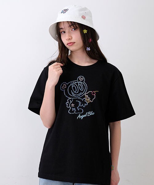 ナルミヤキャラクターズ(ナルミヤキャラクターズ)の「ナカムラくんキラキラストーンTシャツ(Tシャツ/カットソー・レディース・ホワイト/ブラック・F)」の2枚目の写真