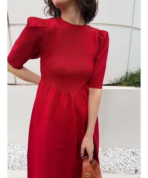 LAGUNAMOON(ラグナムーン)の「バックオープンフォルムニットワンピース 【夏服】 【半袖】(ワンピース・レディース・レッド/ブラック・MEDIUM/SMALL)」の5枚目の写真