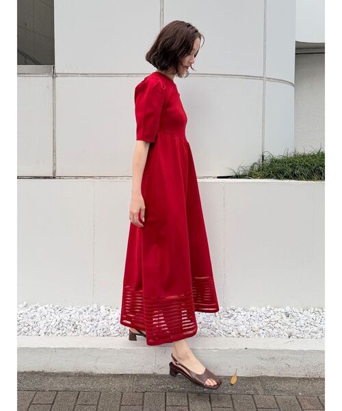 LAGUNAMOON(ラグナムーン)の「バックオープンフォルムニットワンピース 【夏服】 【半袖】(ワンピース・レディース・レッド/ブラック・MEDIUM/SMALL)」の6枚目の写真