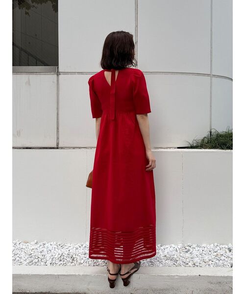 LAGUNAMOON(ラグナムーン)の「バックオープンフォルムニットワンピース 【夏服】 【半袖】(ワンピース・レディース・レッド/ブラック・MEDIUM/SMALL)」の7枚目の写真