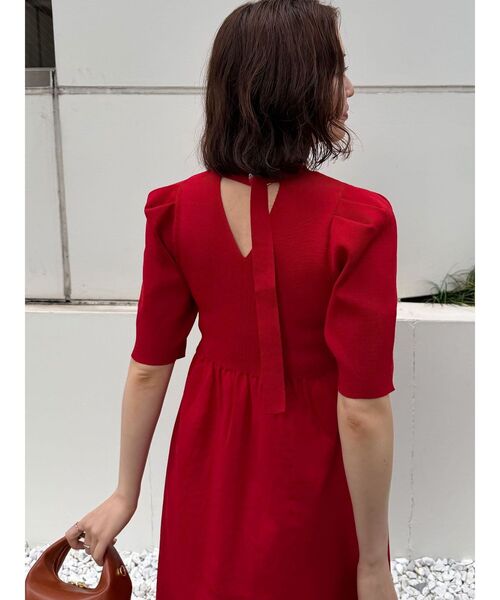 LAGUNAMOON(ラグナムーン)の「バックオープンフォルムニットワンピース 【夏服】 【半袖】(ワンピース・レディース・レッド/ブラック・MEDIUM/SMALL)」の8枚目の写真