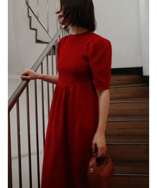 LAGUNAMOON(ラグナムーン)の「バックオープンフォルムニットワンピース 【夏服】 【半袖】(ワンピース・レディース・レッド/ブラック・MEDIUM/SMALL)」の12枚目の写真