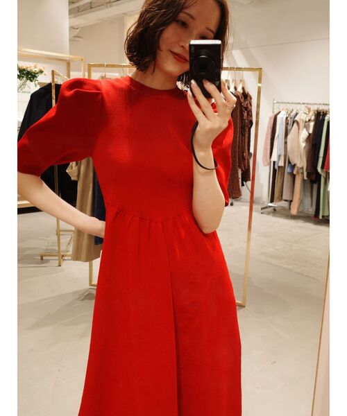 LAGUNAMOON(ラグナムーン)の「バックオープンフォルムニットワンピース 【夏服】 【半袖】(ワンピース・レディース・レッド/ブラック・MEDIUM/SMALL)」の15枚目の写真