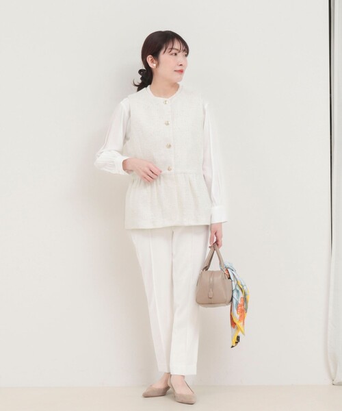 MICO COULIER（ミコクリエ）の「ランダムラメツィードジレ（ブルゾン・レディース・オフホワイト/ネイビー・38）」の3枚目の写真