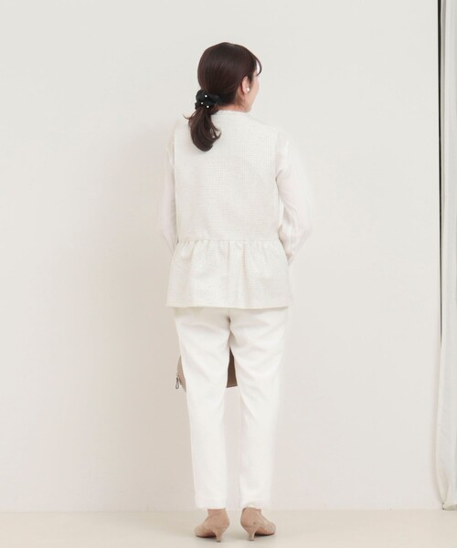 MICO COULIER（ミコクリエ）の「ランダムラメツィードジレ（ブルゾン・レディース・オフホワイト/ネイビー・38）」の6枚目の写真