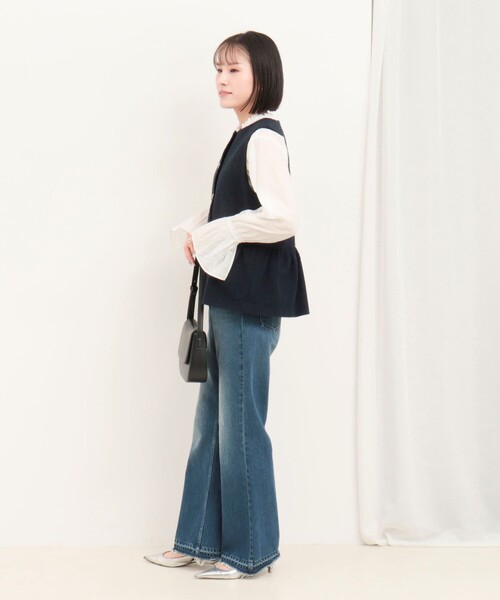 MICO COULIER（ミコクリエ）の「ランダムラメツィードジレ（ブルゾン・レディース・オフホワイト/ネイビー・38）」の11枚目の写真