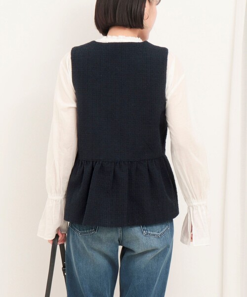 MICO COULIER（ミコクリエ）の「ランダムラメツィードジレ（ブルゾン・レディース・オフホワイト/ネイビー・38）」の13枚目の写真